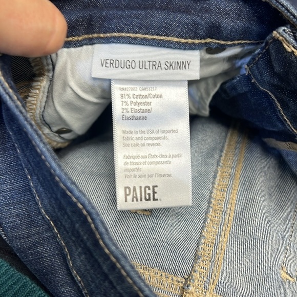 Paige Verdugo ultra skinny blue denim jeans size 26 - Picture 7 of 11
